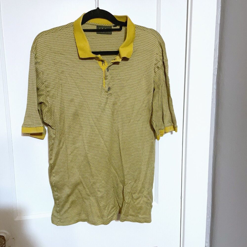 Vtg Bobby Jones Golf Polo Shirt Short Sleeve GOLD Yellow Mens XL Made In Italy
